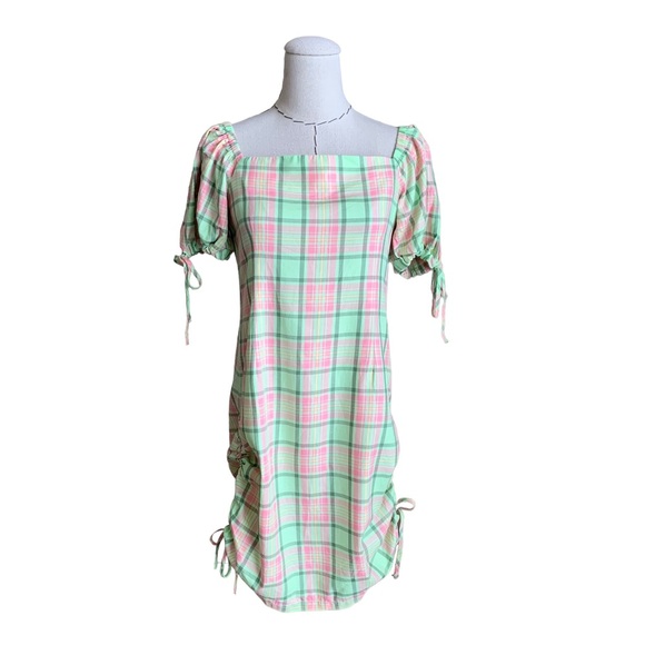 NWT The Ragged Priest Memory Ruched Plaid Mini Dress Small - Picture 4 of 12